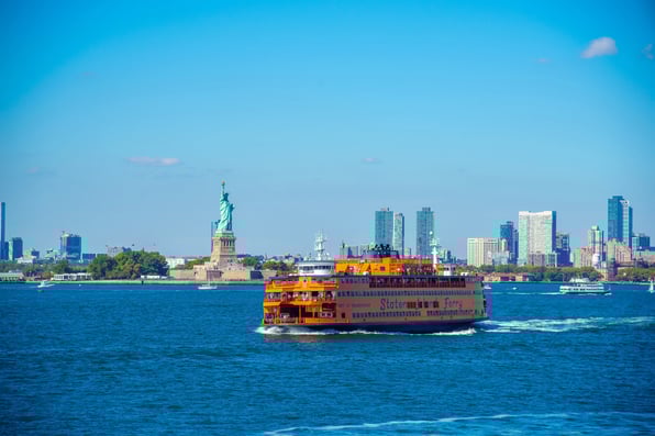 New York City Silhouette with Ferry