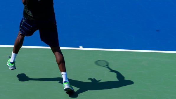 a man playing tennis in the us open 2026 in nyc august