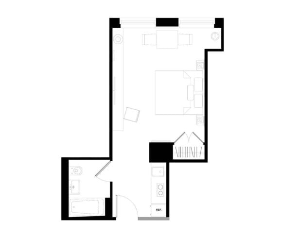 1102 Studio Loft 440 sq. ft. | Btw 3rd & 11th Floors